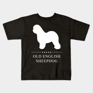 Old English Sheepdog Dog White Silhouette Kids T-Shirt